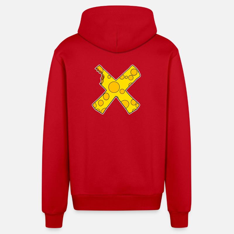 Fromage X Croix - Veste à capuche bio décontractée fabriquée en UE - rouge