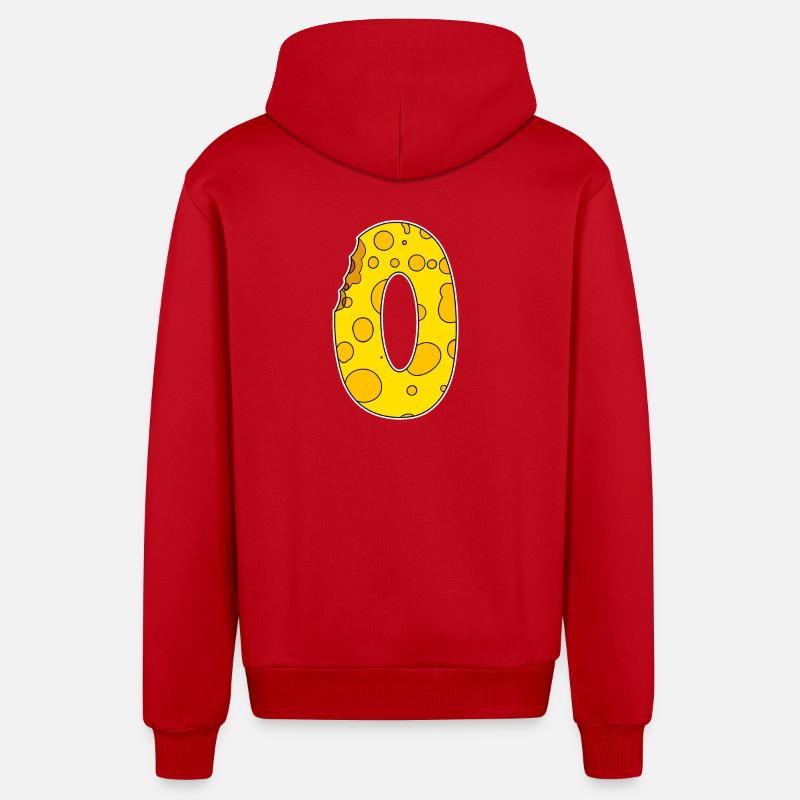 Number 0 - Zero - Organic Relaxed Hooded Jacket Made in EU - red