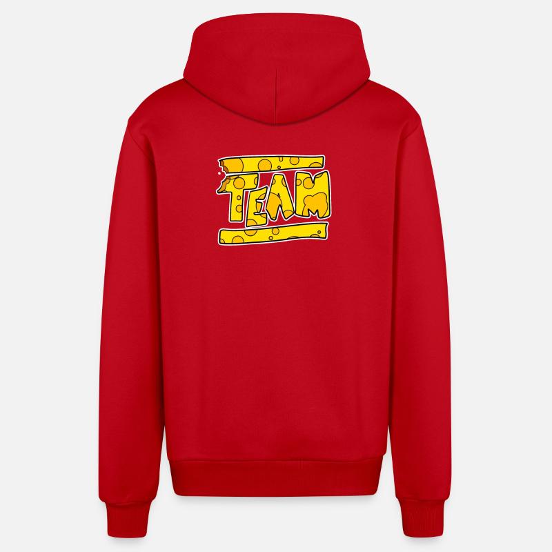 Team Cheese Team Crew - Veste à capuche bio décontractée fabriquée en UE - rouge