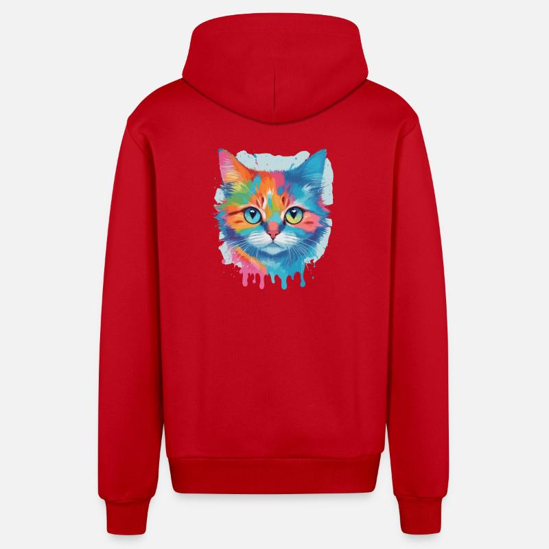 Chat mignon - Veste à capuche bio décontractée fabriquée en UE - rouge