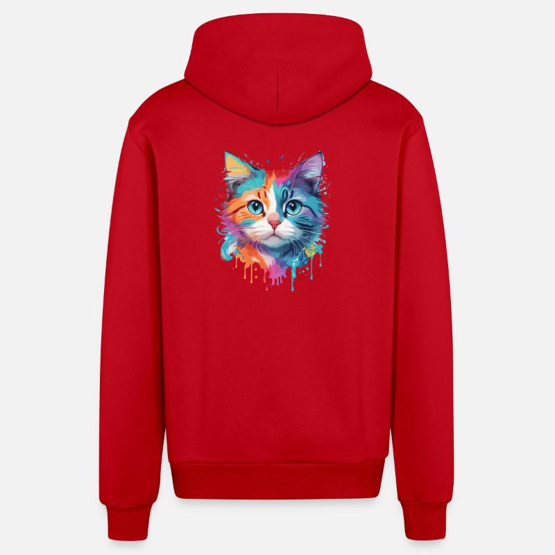 Chat mignon - Veste à capuche bio décontractée fabriquée en UE - rouge