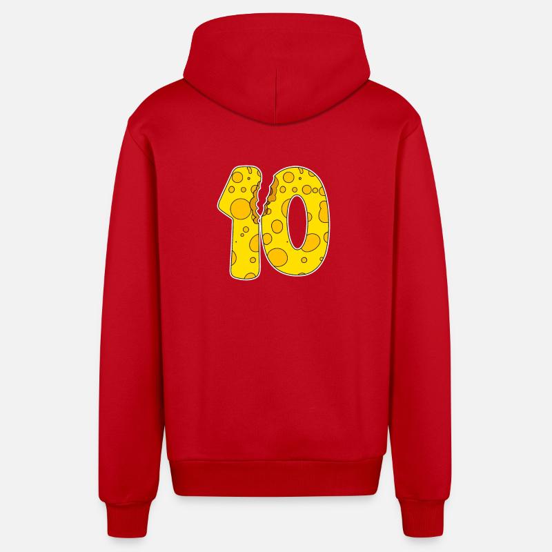 10 ans de Funny Cheese - Veste à capuche bio décontractée fabriquée en UE - rouge