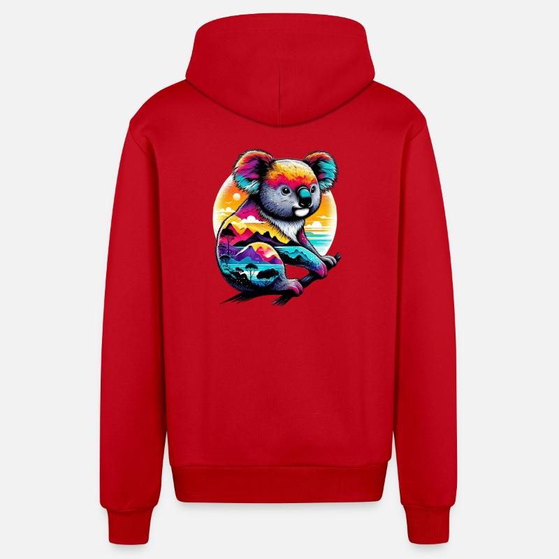 Koala - Veste à capuche bio décontractée fabriquée en UE - rouge