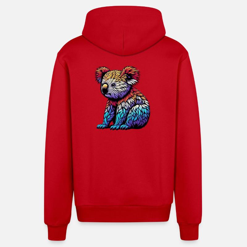Koala - Veste à capuche bio décontractée fabriquée en UE - rouge