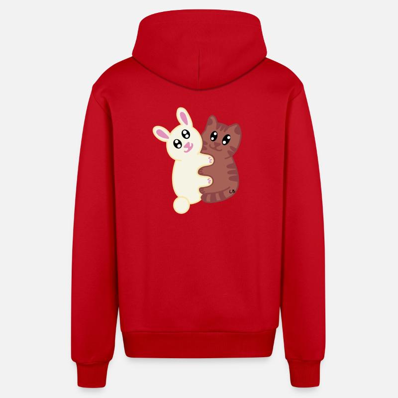 Lapin et chat par L !LA - Veste à capuche bio décontractée fabriquée en UE - rouge
