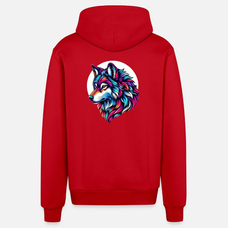 Loup - Veste à capuche bio décontractée fabriquée en UE - rouge