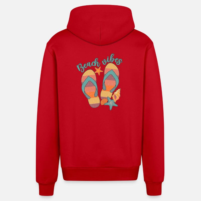 Beach Vibes - Organic Relaxed Hooded Jacket Made in EU - red