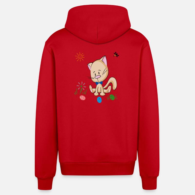 Oeufs de Pâques - Veste à capuche bio décontractée fabriquée en UE - rouge