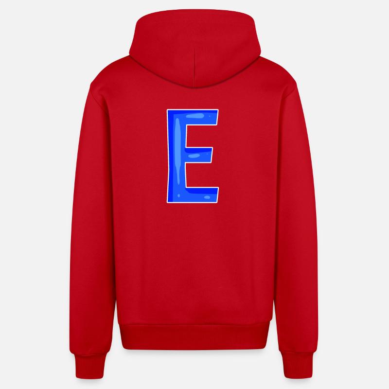 Buchstabe E - Anfangsbuchstabe E - Organic Relaxed Kapuzenjacke Made in EU - Rot