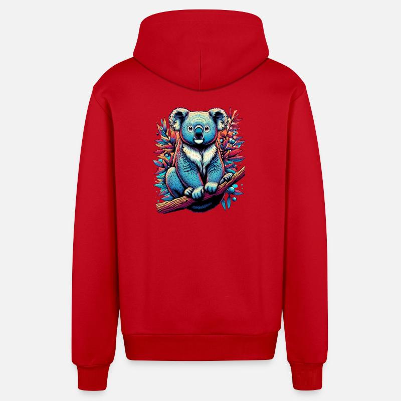 Koala - Veste à capuche bio décontractée fabriquée en UE - rouge