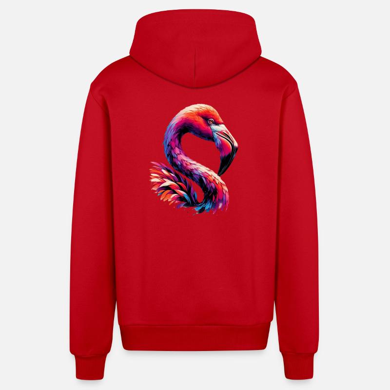 Flamant - Veste à capuche bio décontractée fabriquée en UE - rouge