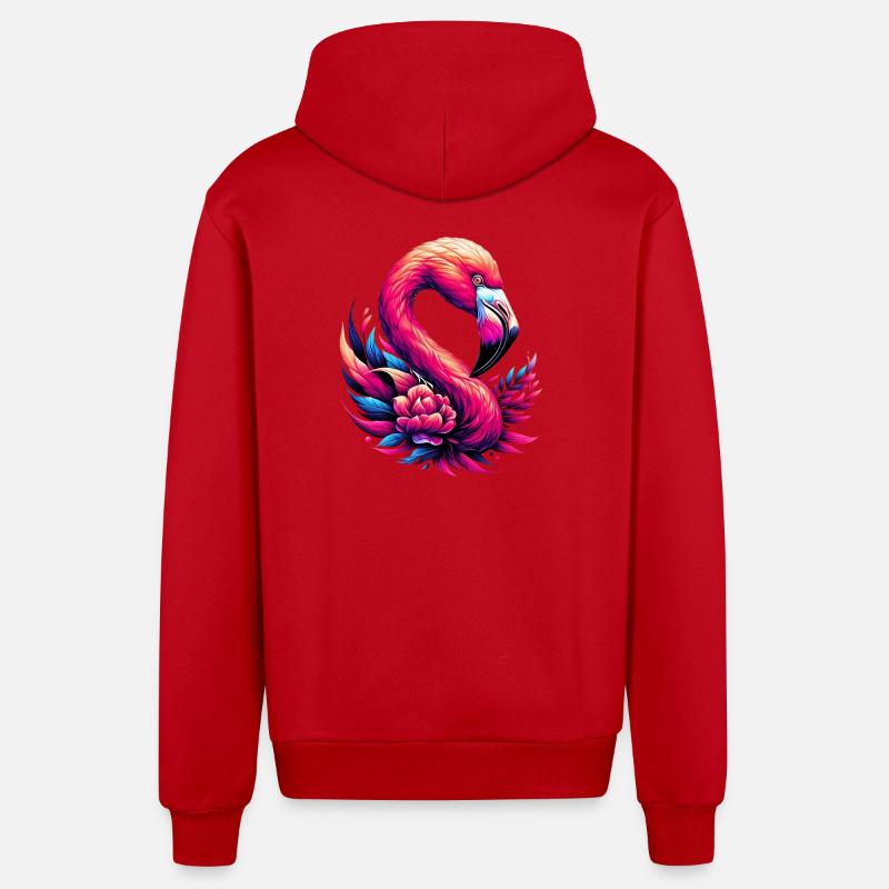 Flamant - Veste à capuche bio décontractée fabriquée en UE - rouge