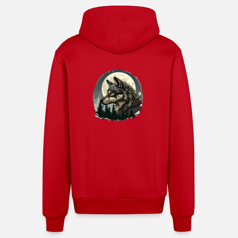 Sang de loup - Veste à capuche bio décontractée fabriquée en UE - rouge
