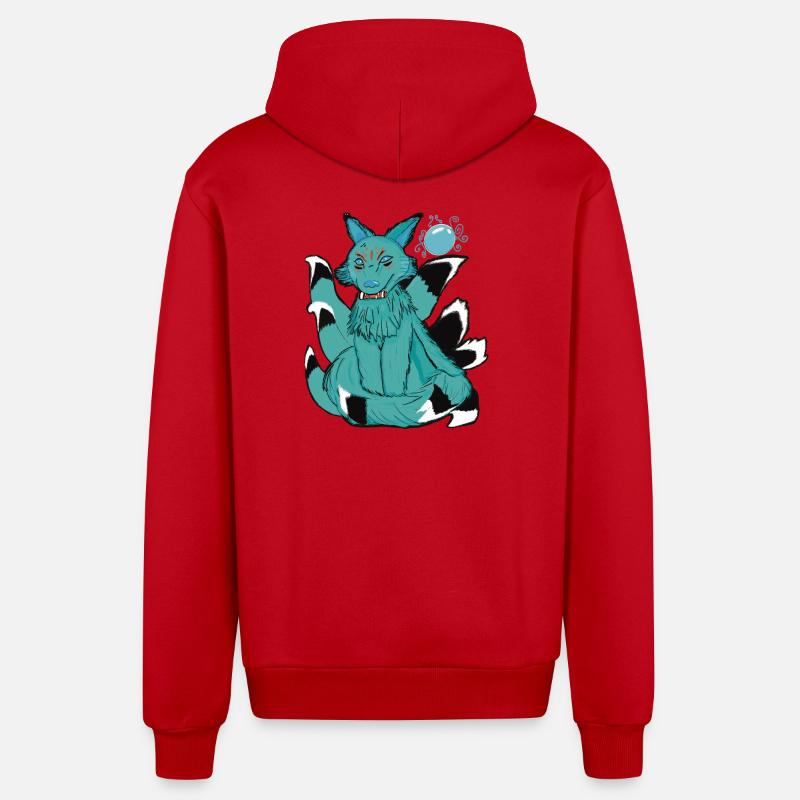 Hoshi no tama de Kitsune - Veste à capuche bio décontractée fabriquée en UE - rouge