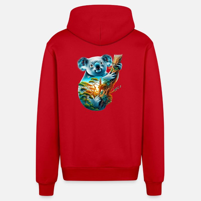 Koala - Veste à capuche bio décontractée fabriquée en UE - rouge