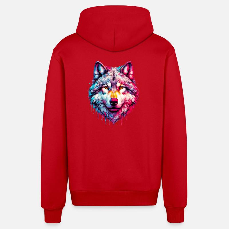 Wolf - Organic Relaxed Hooded Jacket Made in EU - red