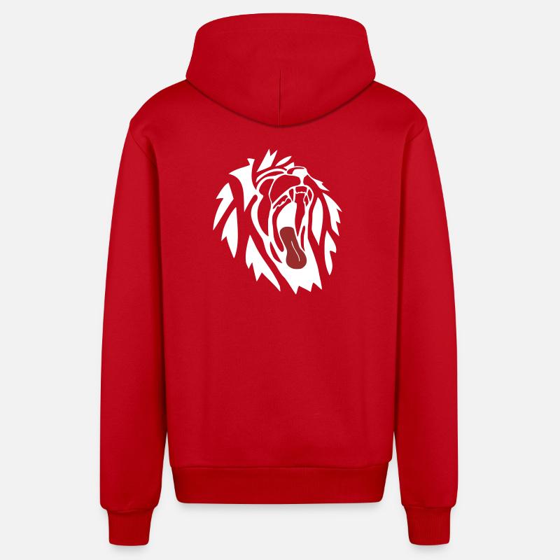 Bâillement du Lion - Veste à capuche bio décontractée fabriquée en UE - rouge
