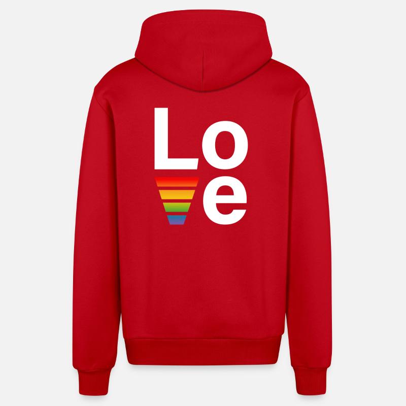 Chemise LGBT Regenbogen love blanc - Veste à capuche bio décontractée fabriquée en UE - rouge