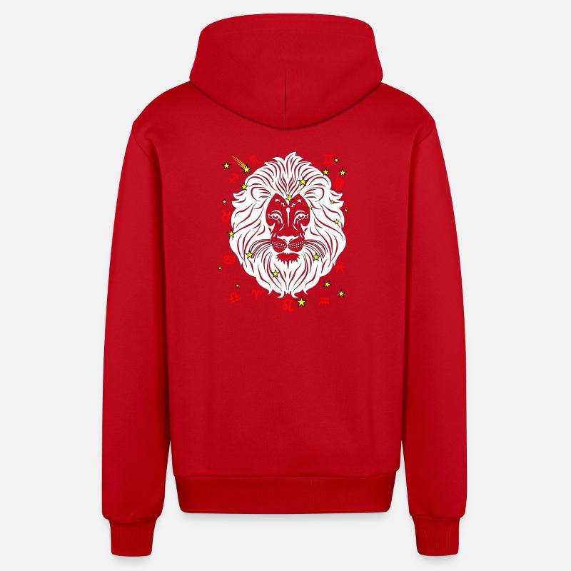 Couleur du lion - Veste à capuche bio décontractée fabriquée en UE - rouge