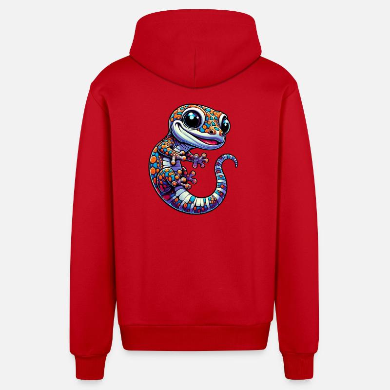 Gecko - Veste à capuche bio décontractée fabriquée en UE - rouge