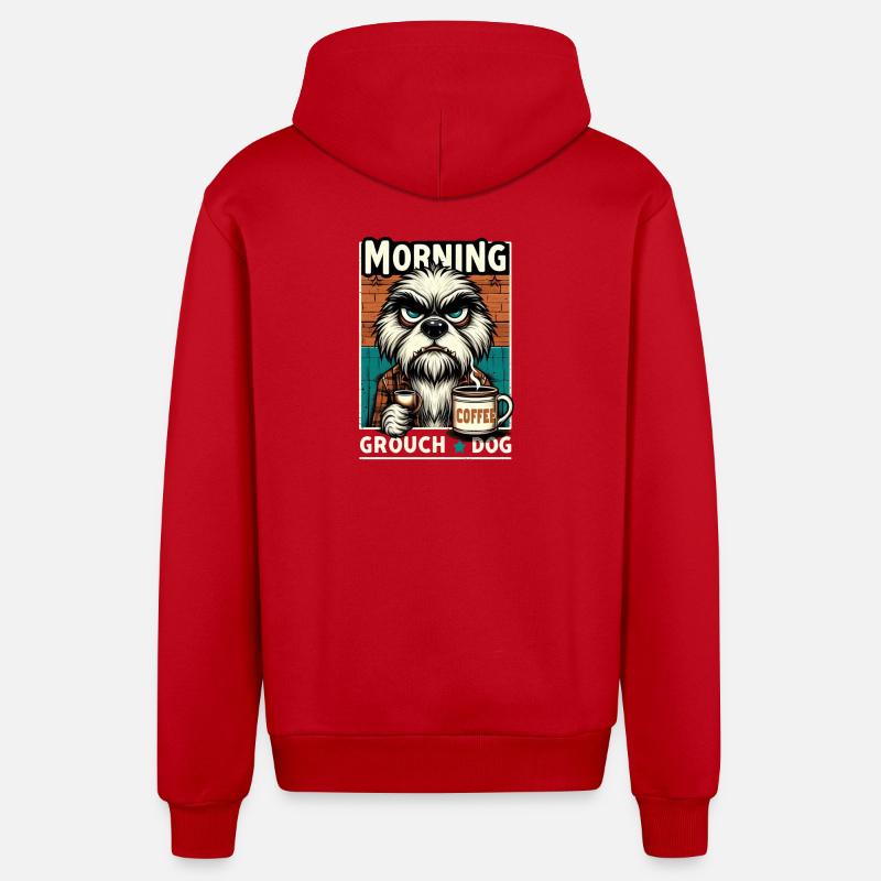 Café dès le matin - Veste à capuche bio décontractée fabriquée en UE - rouge
