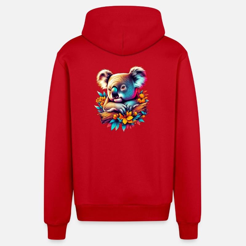Koala - Veste à capuche bio décontractée fabriquée en UE - rouge
