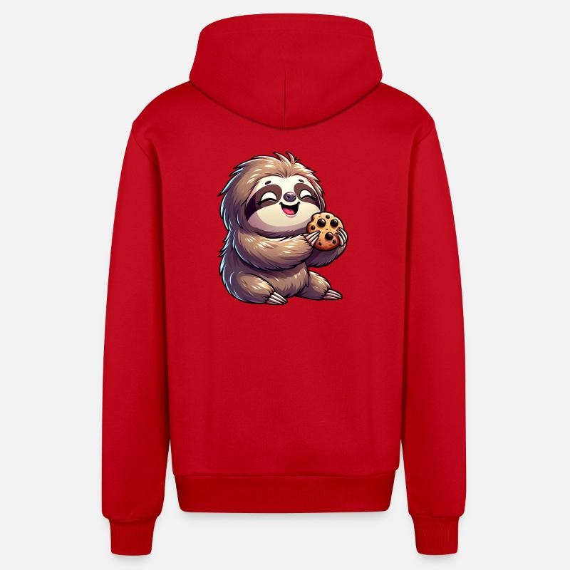Paresseux Délice de biscuit mignon - Veste à capuche bio décontractée fabriquée en UE - rouge