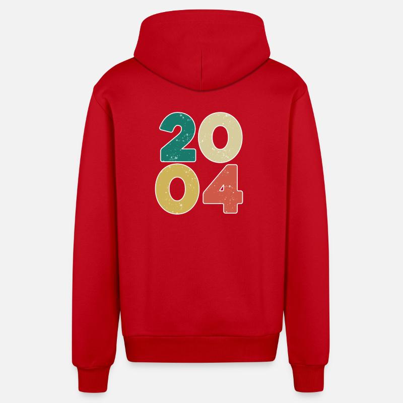 2004 - Year 2004 - Year 2004 - Organic Relaxed Hooded Jacket Made in EU - red