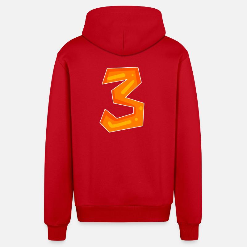 3 orange - Veste à capuche bio décontractée fabriquée en UE - rouge