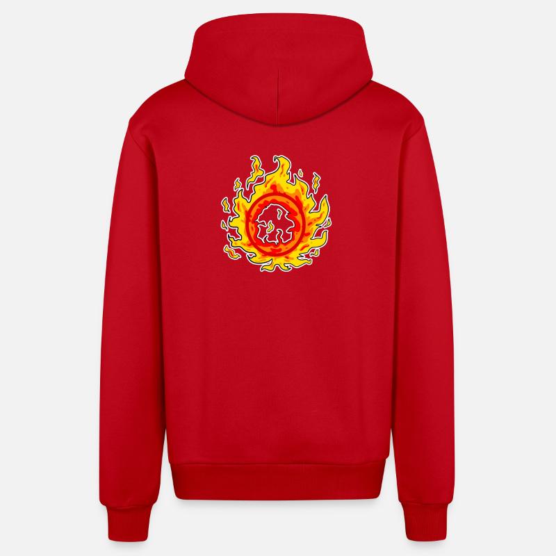Fire Circle - Organic Relaxed Hooded Jacket Made in EU - red
