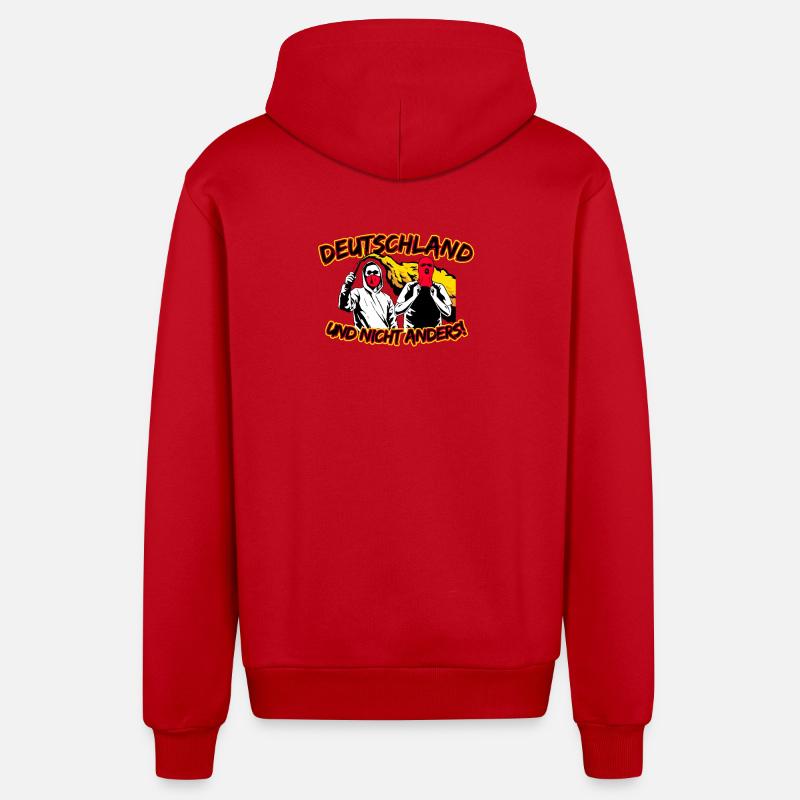 Deutschland und nicht anders UPDATE - Organic Relaxed Kapuzenjacke Made in EU - Rot