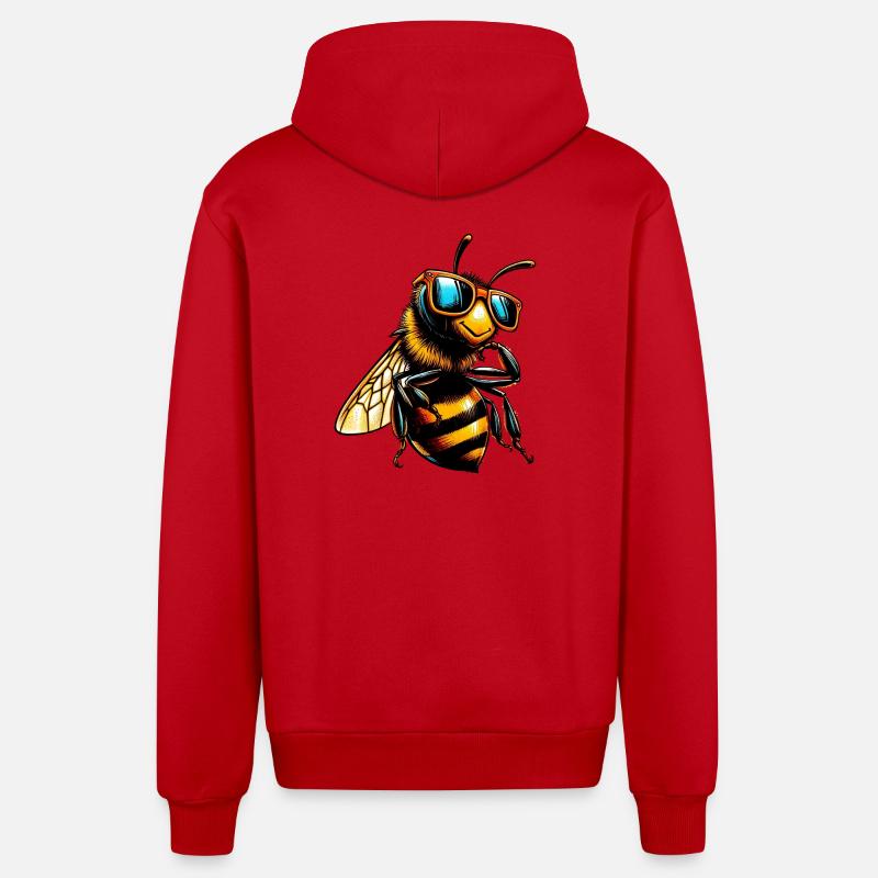 Abeille avec lunettes de soleil - Veste à capuche bio décontractée fabriquée en UE - rouge