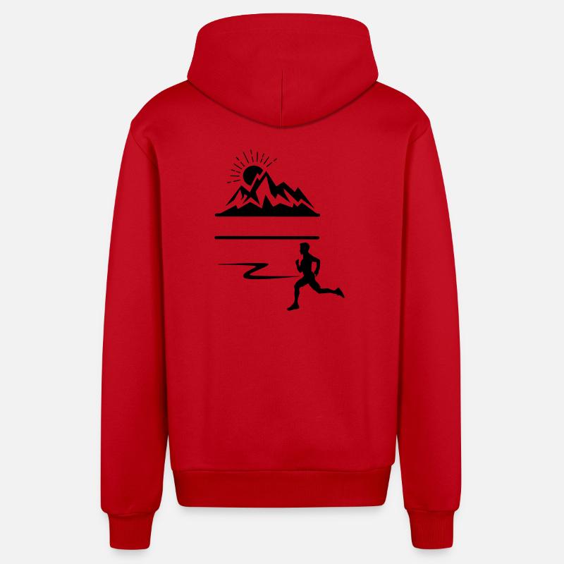 Runner Man Berge - Organic Relaxed Kapuzenjacke Made in EU - Rot