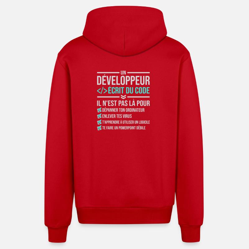 Developer Writing Code - Organic Relaxed Hooded Jacket Made in EU - red