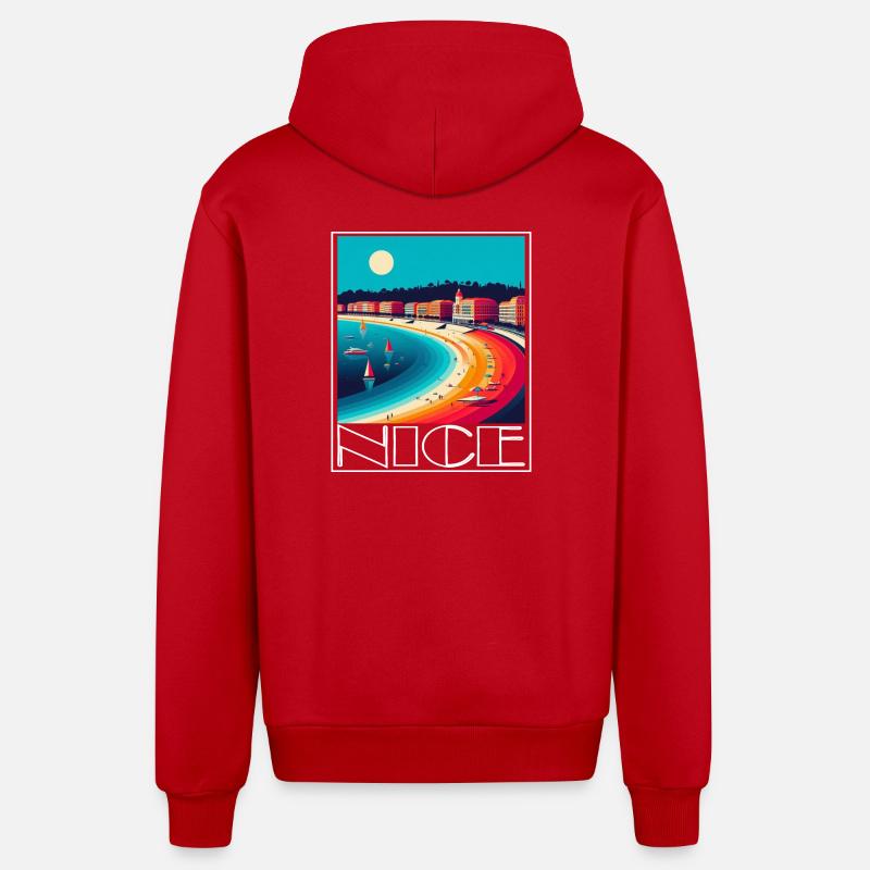 Côte Arc en Ciel Nice - Veste à capuche bio décontractée fabriquée en UE - rouge