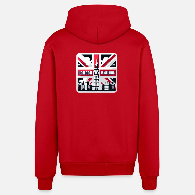 Londres vous appelle - Veste à capuche bio décontractée fabriquée en UE - rouge
