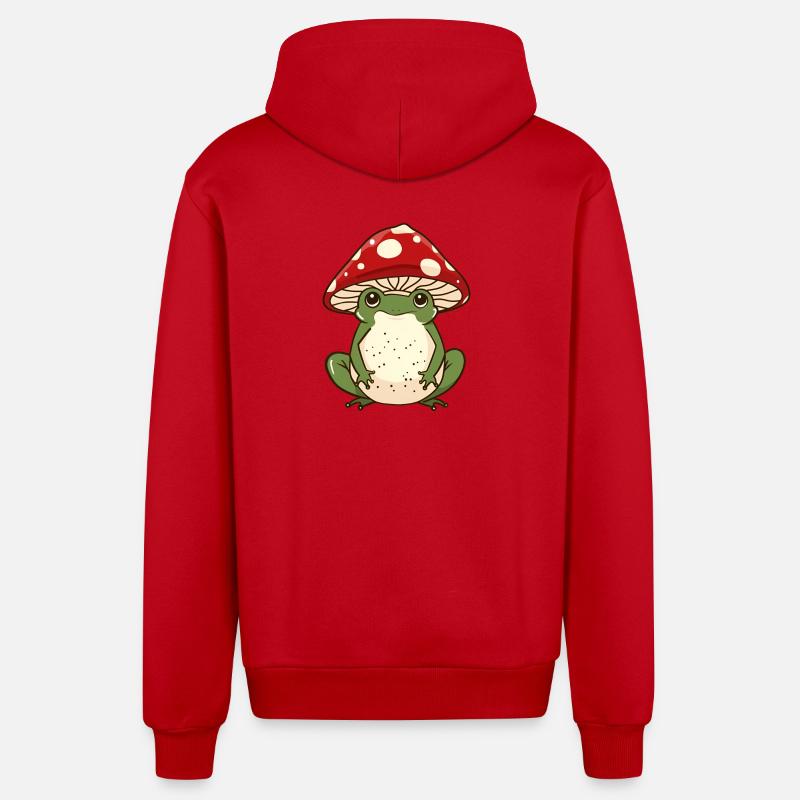 Champignon Cap Grenouille Whimsy - Veste à capuche bio décontractée fabriquée en UE - rouge
