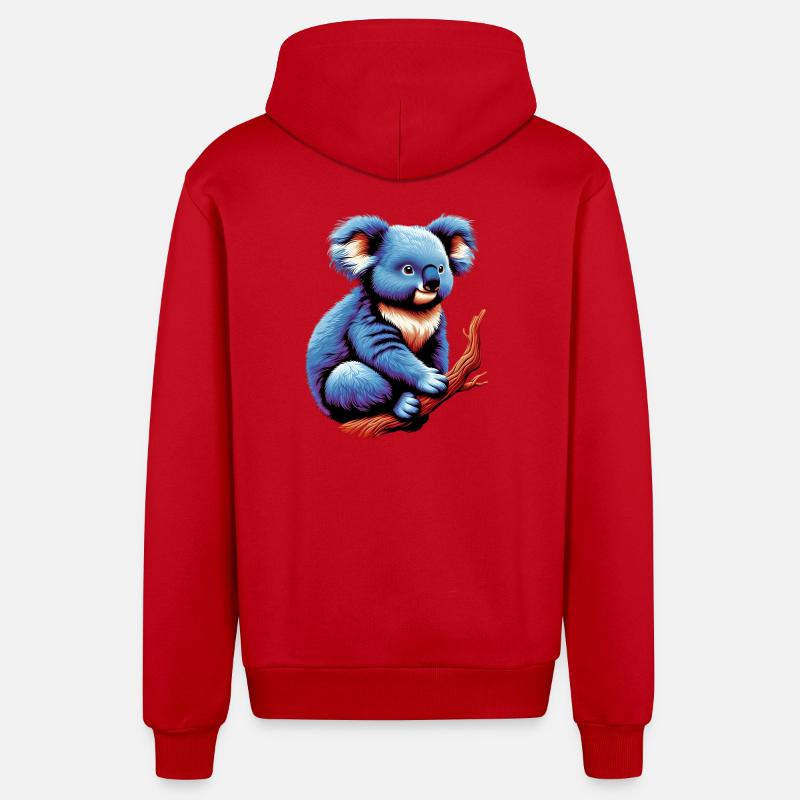 Koala - Veste à capuche bio décontractée fabriquée en UE - rouge