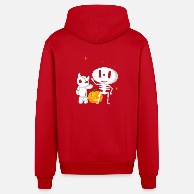 Halloweengesellschaft Gespenst und Monsterchen - Organic Relaxed Kapuzenjacke Made in EU - Rot