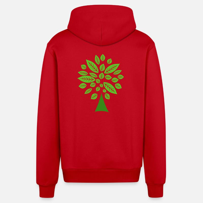 Arbre vert - Veste à capuche bio décontractée fabriquée en UE - rouge