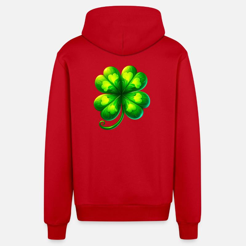 Trèfle à quatre feuilles - Veste à capuche bio décontractée fabriquée en UE - rouge