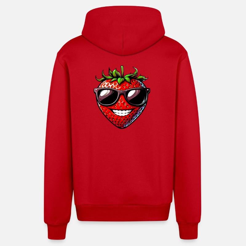Fraise avec lunettes de soleil - Veste à capuche bio décontractée fabriquée en UE - rouge
