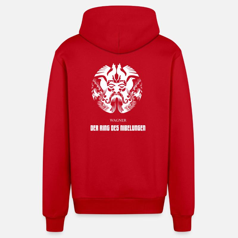 L’Anneau du Nibelung - Veste à capuche bio décontractée fabriquée en UE - rouge