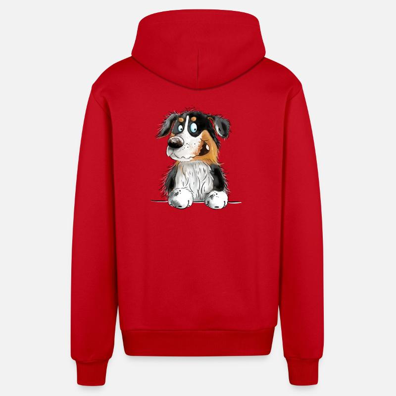 Funny Australian Shepherd Black Tri - Organic Relaxed Kapuzenjacke Made in EU - Rot