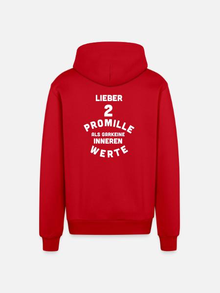 2 Promille, 0 Sorgen - Organic Relaxed Kapuzenjacke Made in EU - Rot