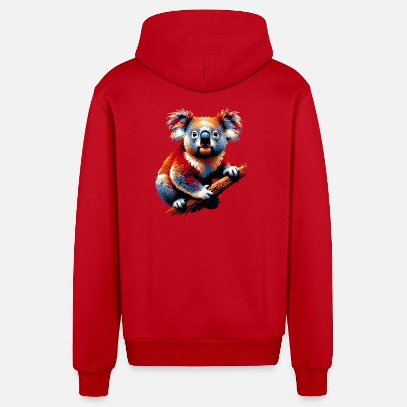 Koala - Veste à capuche bio décontractée fabriquée en UE - rouge