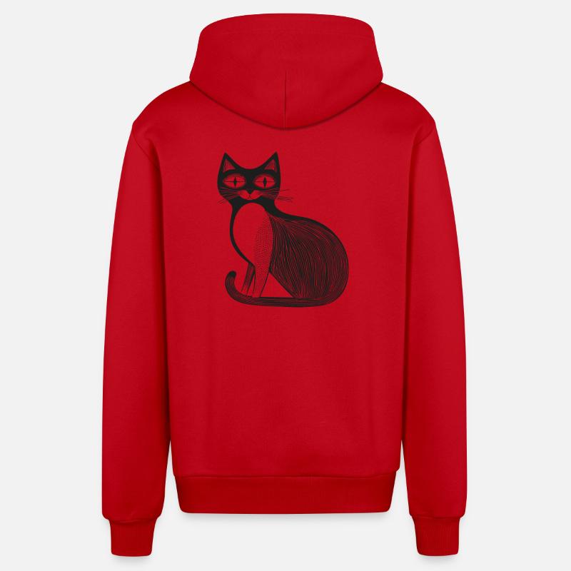 Chat - Veste à capuche bio décontractée fabriquée en UE - rouge