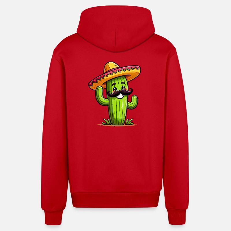 Cactus - Veste à capuche bio décontractée fabriquée en UE - rouge