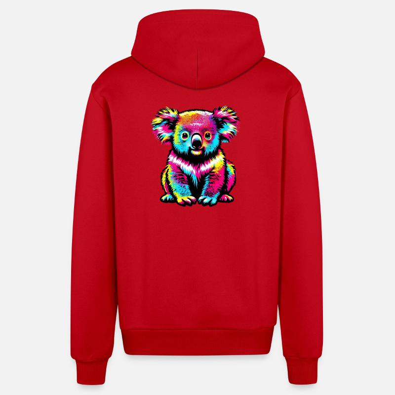 Koala - Veste à capuche bio décontractée fabriquée en UE - rouge