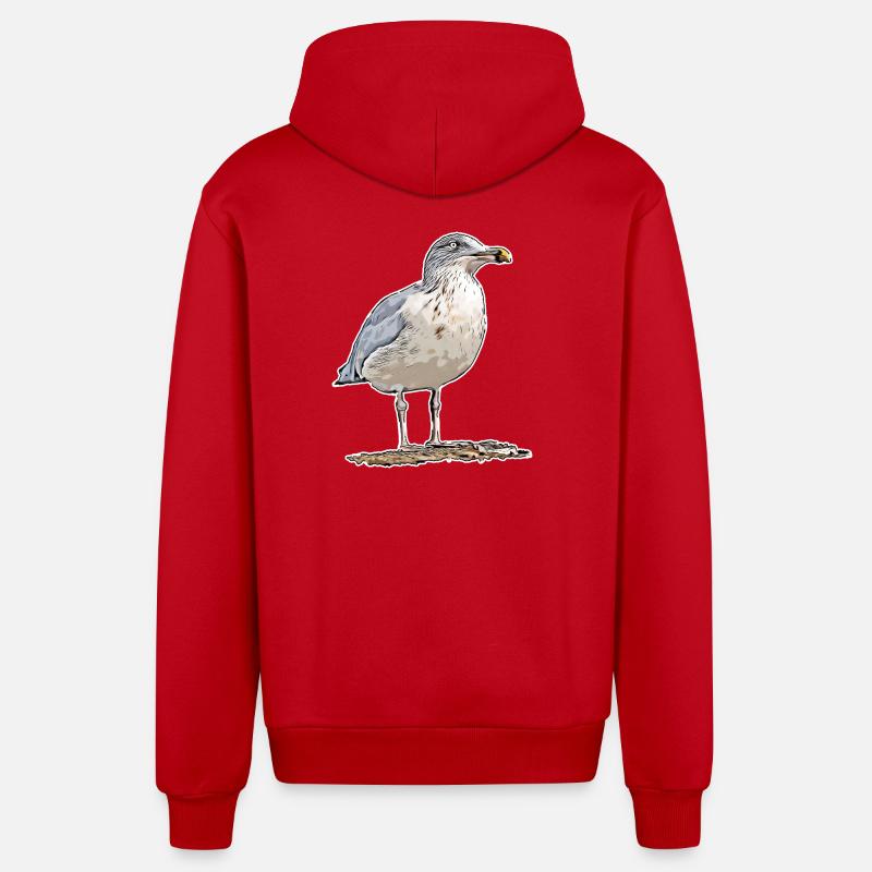 Mouette - Veste à capuche bio décontractée fabriquée en UE - rouge